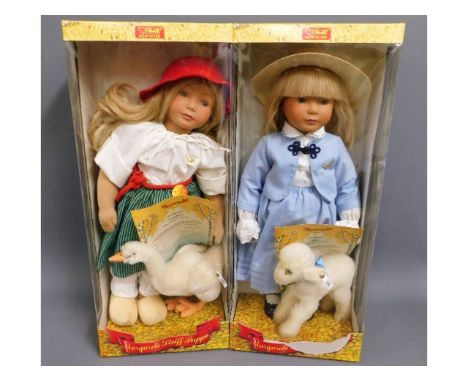 Two boxed limited edition Steiff dolls, approx. 22.75in tall - Gooseliesel with goose 47/1000 &amp; Mary with her little lamb