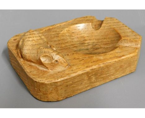 A carved oak Robert "mouseman" Thompson ashtray, 4in wide