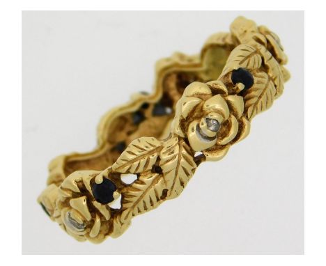 A 14ct gold eternity ring set with diamond &amp; sapphire titled "Royal Romance - Hamilton Collection", size W, 6.5g