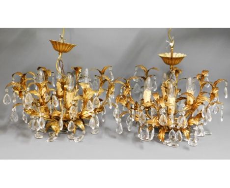 A pair of ornate Christopher Wray gilt chandelier style light fittings, approx. 17in drop &amp; 20in width 