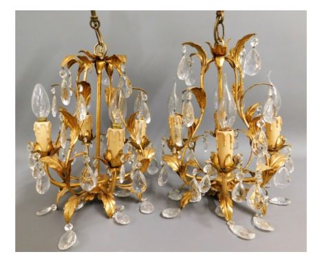 A pair of ornate Christopher Wray gilt chandelier style light fittings, approx. 22.5in drop &amp; 12in width