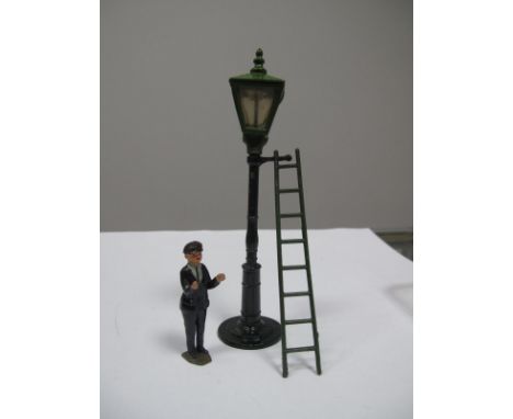 A Lead Street Gas Lamp and Cleaner with Ladder by John Hill &amp; Co, overall good.