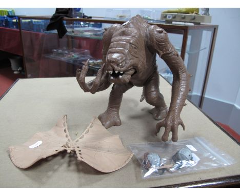 An Original Star Wars Trilogy Return of the Jedi (Circa 1984) Plastic Rancor Monster Figure, Ewok Combat Glider by Kenner (ci