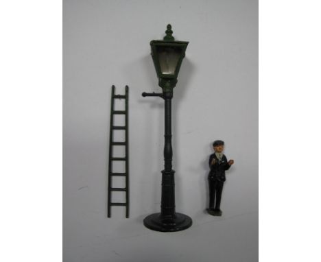 A Lead Street Gas Lamp and Cleaner with Ladder by John Hill &amp; Co, overall good.