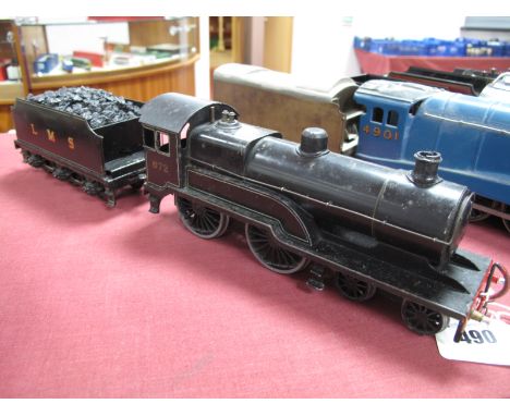 A Mid XX Century "O" Gauge/7mm 4-4-0 Three Rail Electric Locomotive and Tender by The Leeds Model Company, finished in LMS bl