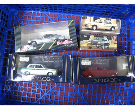 Five Diecast Model Ford Motor Cars, by Schabak, Eligor, Detail Cars including Schabak Ford Orion Ghia, Ford Fiesta XR2i, Elig