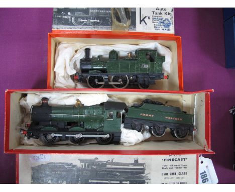 Two "OO" Gauge/4mm Kit Built Steam Locomotives, GWR green, boxed. "K" Kit class 14XX 0-4-2 tank, R/No 1436 - plus "Wills" Fin