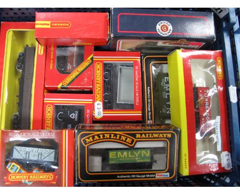 Nine "OO" Gauge/4mm Boxed Items Rolling Stock, private owner open wagons, brake van plus a Ref R219 bogie brick truck by Horn