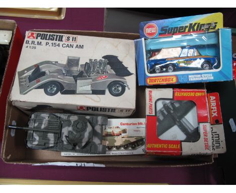 A Corgi No. 901 Centurion Tank, good, boxed, a Politsil BRM P.154, boxed, a Superkings K-6 Motorcycle Transporter, boxed and 
