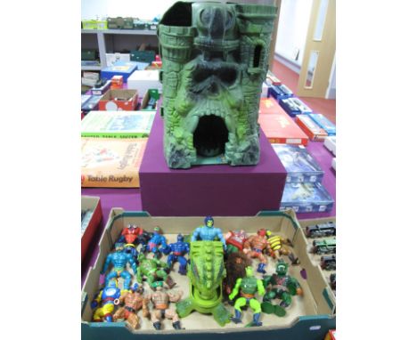Masters Of The Universe: (Circa 1980's), Castle Greyskull, some damage noted, Mattel Dragon Walker Vehicle; together with fif