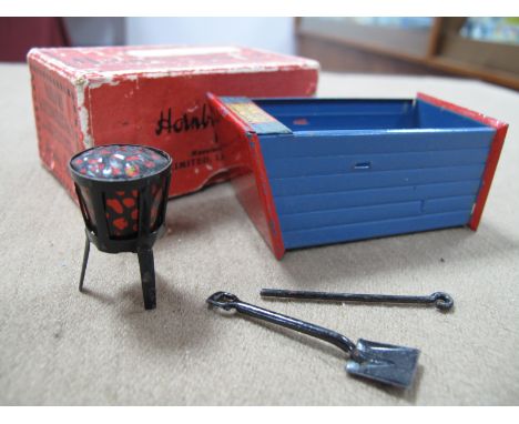 A Pre War Hornby "O" Gauge Accessory No 7 'Watchmans Hut with Brazier, shovel and poker, boxed.