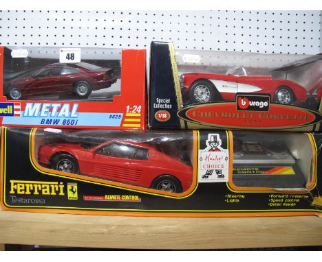 A Burago 1:18th Scale Diecast Model Chevrolet Corvette (1957), Revell 1:24th Scale Diecast Model BMW 850i, a TO7 State 'Hamle