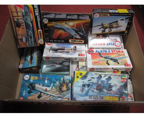 Fifteen Plastic Model Military Aircraft Kits, by Lindberg, Matchbox, Airfix, predominately 1:72nd Scale including 1:96th Scal