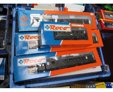 Nine "HO" Gauge Boxed Continental Outline Coaches, by Trix Ref 23402, Lima Ref L309094, Piko Ref No's 58.2522 and 582535 (2),