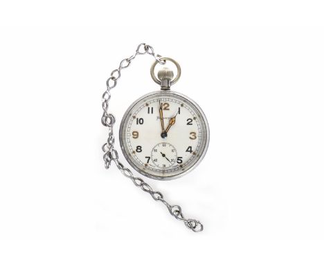 HELVETIA MILITARY ISSUE POCKET WATCHthe round white dial with Arabic numerals, subsidiary seconds at 6, outer seconds track i