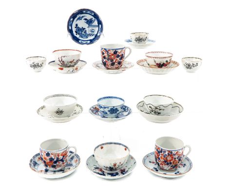 In a variety of decors and sizes, 12 cups and 11 saucers, including 18th Century, largest saucer is 12 cm. in diameter, in di