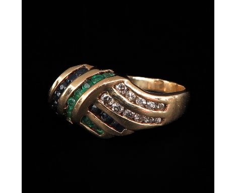 Set with diamonds and other stones ring size 17.