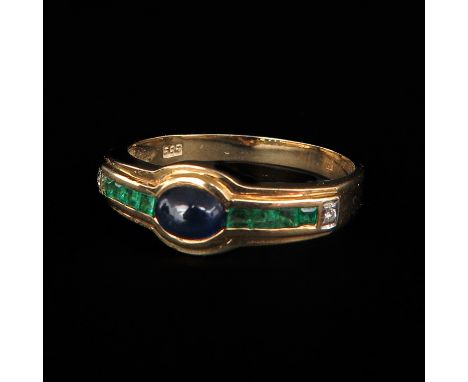 Set with diamonds and other stones ring size 17.