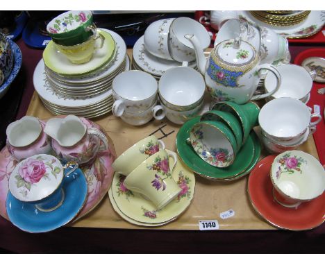 A Collection of Aynsley China Cups and Saucers, various patterns, Foley coffee pot (associated lid); Royal Worcester 'Verona'