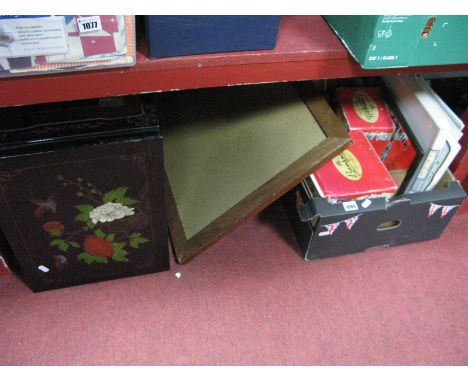 Italian Oval Portrait Prints, Cash's woven pictures, black and white whisky mirror, original 'Bamforth' models etc- one box p