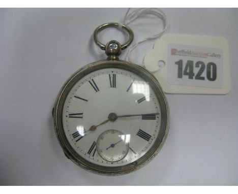 A Hallmarked Silver Cased Openface Pocketwatch, the white dial with black Roman numerals and seconds subsidiary dial, the mov