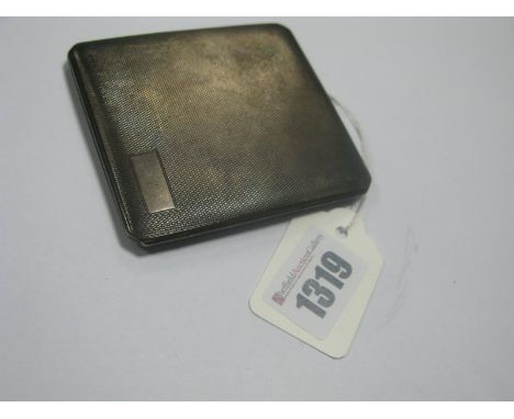 A  Hallmarked Silver Slim Cigarette Case, allover engine turned, engraved inside "From Cliff &amp; Janet to Patricia July 7th