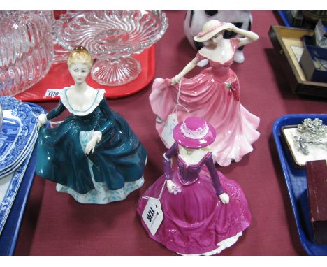Royal Doulton Figurines 'Janine' HN 2461 (second quality), 'Ellen' HN 3992, Worcester 'Poppy'. (3)