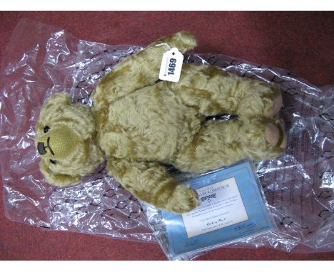 A Modern Merrythought 'Christopher Robin's Bear' Gold Plush Teddy Bear by Danbury Mint, number 357/1924, with certificate.