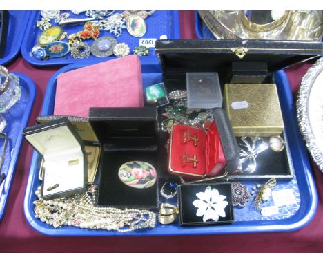 A Selection of Vintage and Later Costume Brooches, of various designs, including a modern amber coloured brooch, floral and C