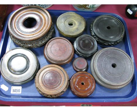 Oriental Chinese Hardwood Stands, for pottery, bronzes etc, pierced examples noted (11). - One tray