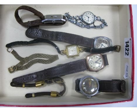 A Vintage 9ct Gold Cased Rotary Wristwatch, the signed dial with Arabic markers, and seconds subsidiary dial, on strap, toget