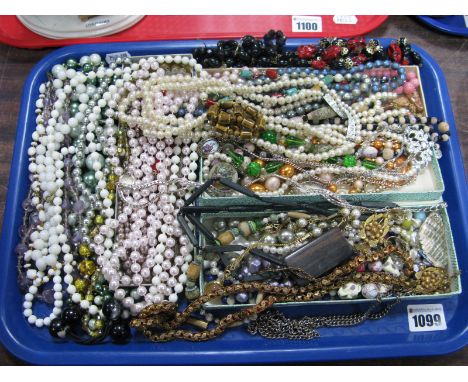 A Mixed Lot of Assorted Costume Jewellery, including imitation pearl bead necklaces and other bead necklaces:- One Tray