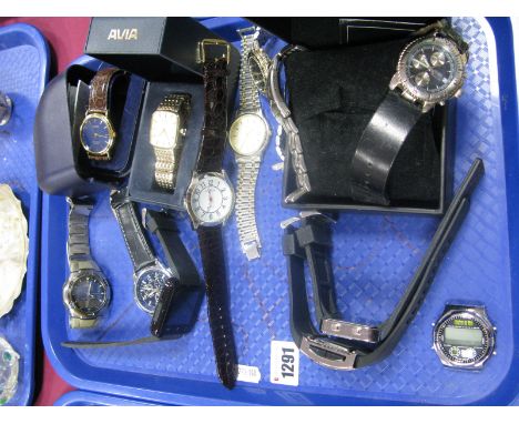 A Selection of Modern Gent's Wristwatches, including Citron, Geneva, Rotary, etc:- One Tray