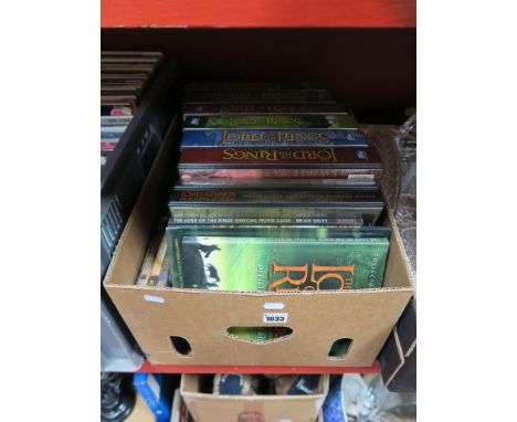 Lord Of The Rings- Six Topps Albums of Trade cards; two other ring binders, movie guides, dvd set- one box.