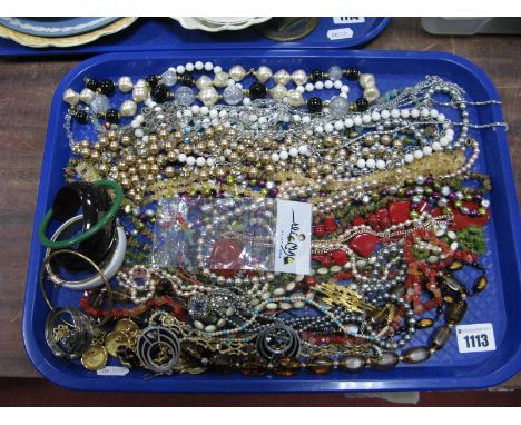 A Mixed Lot of Assorted Costume Jewellery, including imitation pearl bead necklaces, other bead necklaces, bangles, earrings,