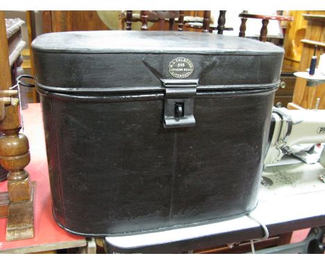 XIX Century Tin Trunk, bearing label "H.L. Thurston, 205 London Road, Liverpool", with curved corners, twin carry handles, la