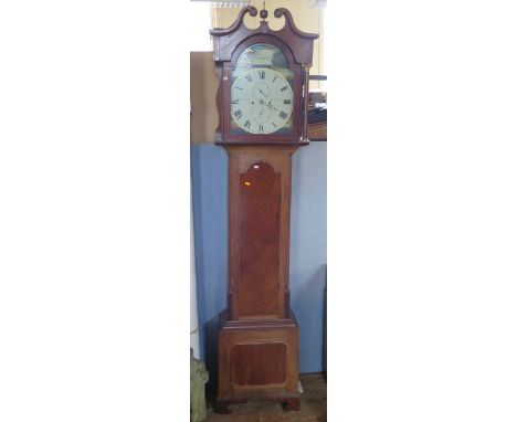 Robert Hardie Edinburgh Mahogany Longcase Clock with painted and moving ship dial, 220 cm A/F