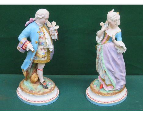 PAIR OF CONTINENTAL STYLE CERAMIC FIGURES, APPROXIMATELY 36cm HIGH 