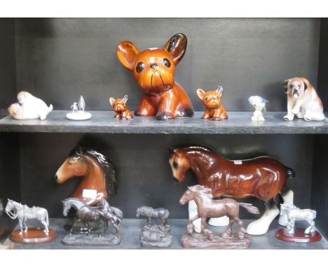PARCEL OF VARIOUS CERAMIC ANIMALS INCLUDING BOURNE DENBY, PLUS OTHER ANIMAL FIGURE GROUPS 