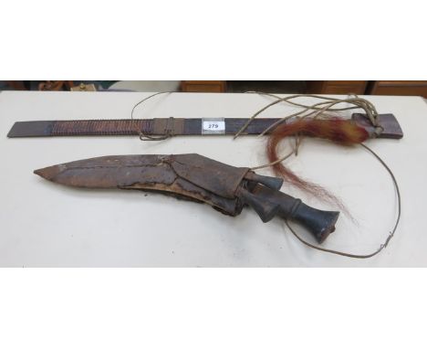 TRIBAL STYLE SWORD WITH SCABBARD AND A KUKRI KNIFE 