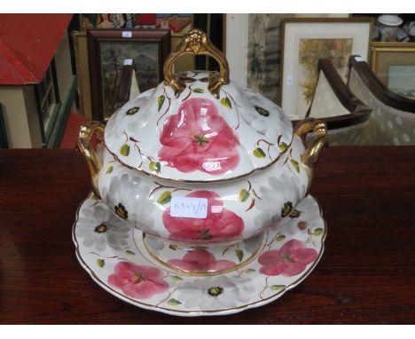 PORTUGUESE GILDED CERAMIC SOUP TUREEN 