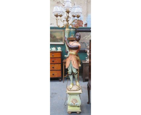 DECORATIVE PAINTED BLACKAMOOR LAMP 