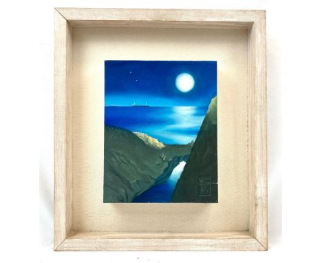 Contemporary Oil on Canvas Seascape Painting - By renowned Cornish surrealist artist Jonathan Coudrille. In frame - 38 x 43cm