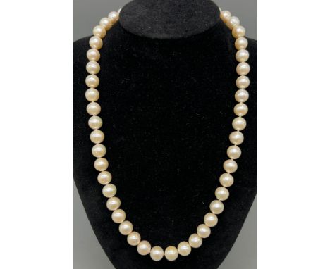A Natural South Sea Pearl Necklace with 9K Yellow Gold Clasp. 46cm. 63.27g total weight.