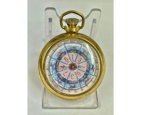 Vintage gaming pocket watch Working but no guarantees . Hour hand spins landing randomly on a different marker each time 