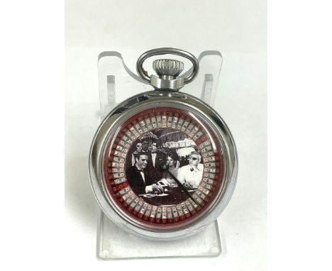 Vintage gaming pocket watch Working but no guarantees . Hour hand spins landing randomly on a different marker each time . 