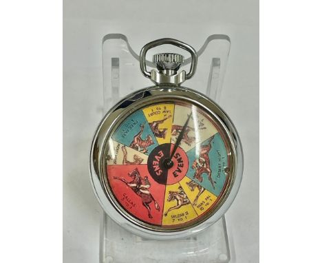 Vintage gaming pocket watch Working but no guarantees . Hour hand spins landing randomly on a different marker each time 