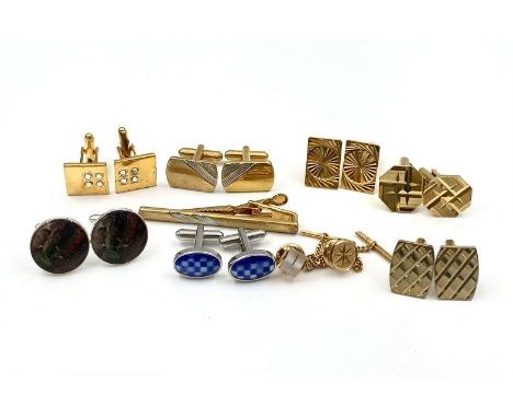 A Costume Lot of Seven Pairs of Cufflinks, and a Matching Set of Cufflinks and Tie Pin. 