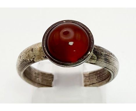 VINTAGE STERLING SILVER CORNELIAN SET RING SIZE M, 5G 
