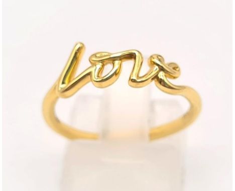 TIFFANY &amp; CO 18K YELLOW GOLD LOVE RING, SIZE M , WEIGHT 2.5G 